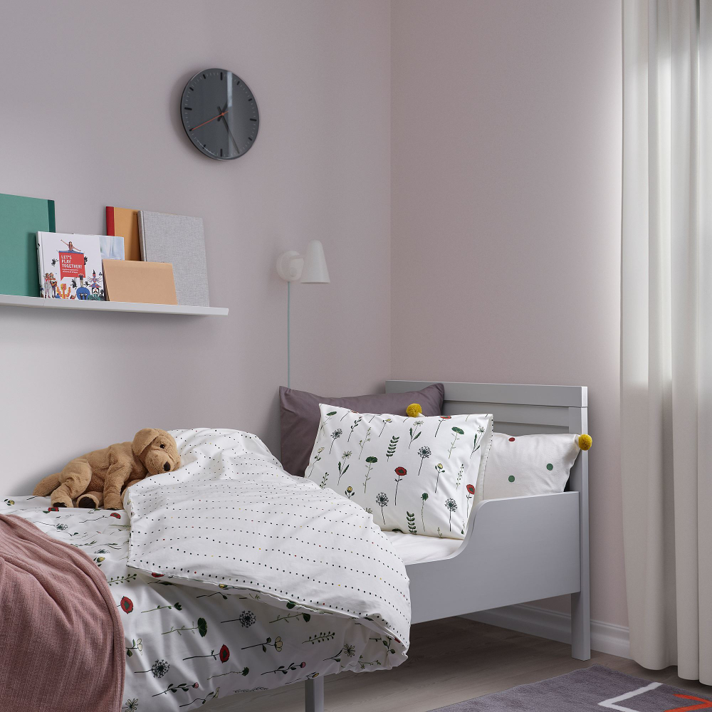 Комплект постельного белья IKEA NATTSLANDA (НАТТСЛЭНДА), Детский, Белый с рисунком, 150х200, 50х80 см