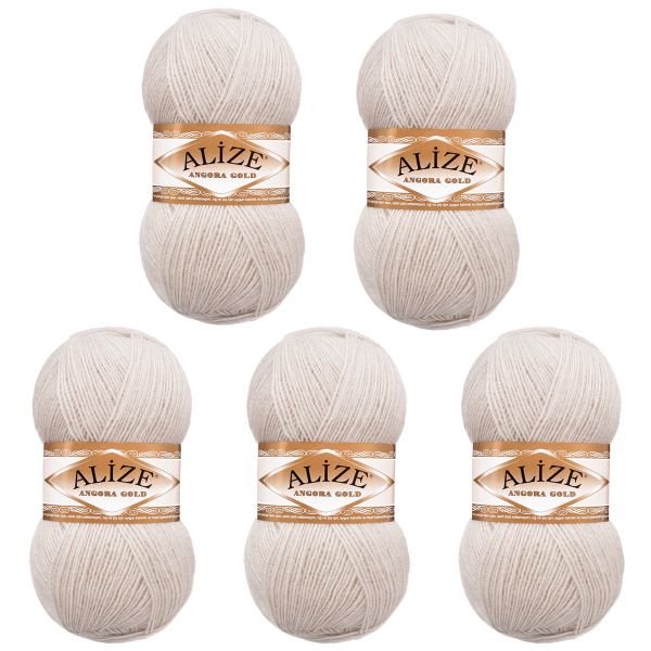 Пряжа Alize (Ализе) Angora Gold / уп.5 мот. по 100 г, 550м, 067 экрю A