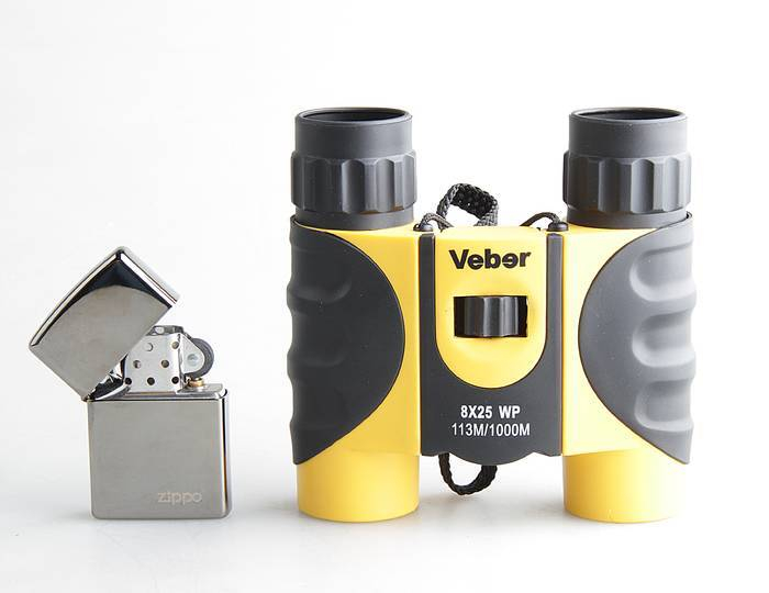 Бинокль Veber 8x25 WP черный-желтый