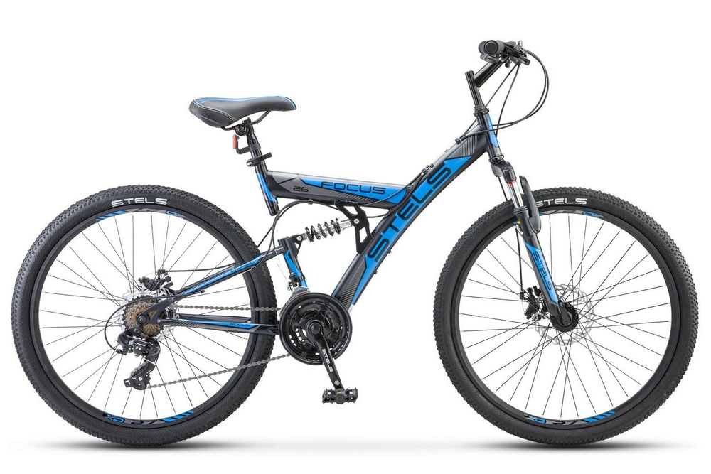 Горный (MTB) велосипед STELS Focus MD 26 21-sp V010 (2018) черный/синий 18" (требует финальной сборки)