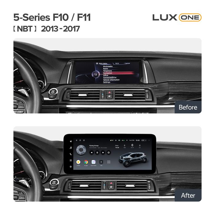 Магнитола для BMW 5 F10 2013-2017 NBT - Teyes LUX ONE 360 монитор 12.3" 2K QLED на Android 10, Быстрая, CarPlay, 4G SIM-слот, 4 камеры в комплекте