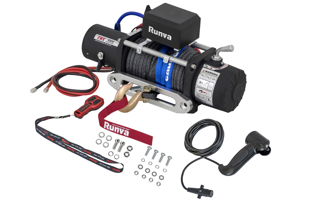 Лебёдка электрическая 24V Runva 9500 lbs 4350 кг (синтетический трос) EWX9500SR