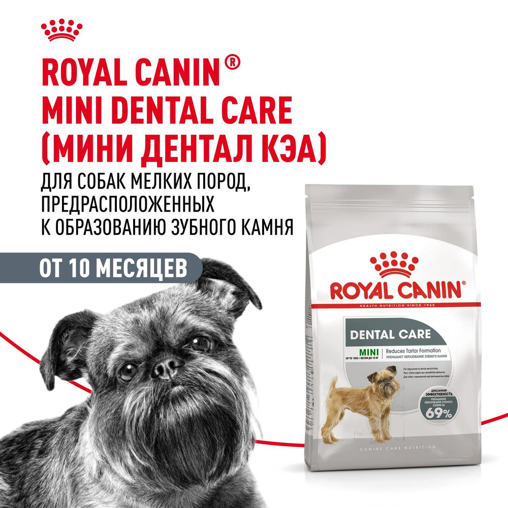 Royal Canin Mini Dental Care Мини Дентал кэа Корм сухой для собак мелких пород против образования зубного камня 3кг