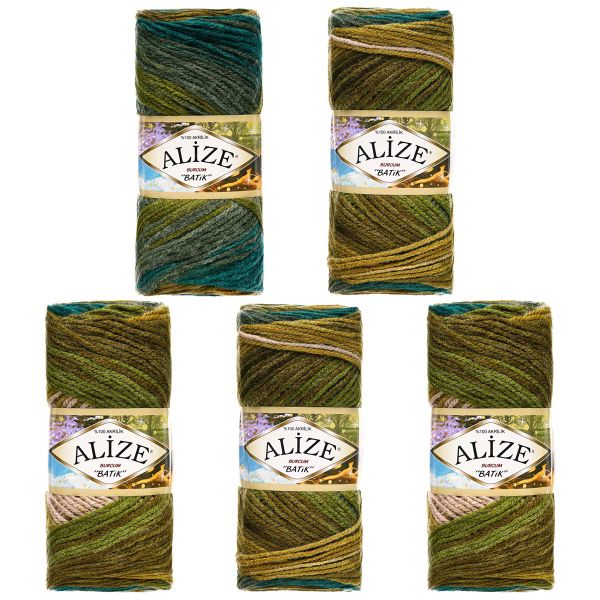 Пряжа Alize (Ализе) Burcum Batik / уп.5 мот. по 100 г, 210м, 4684 секционный A