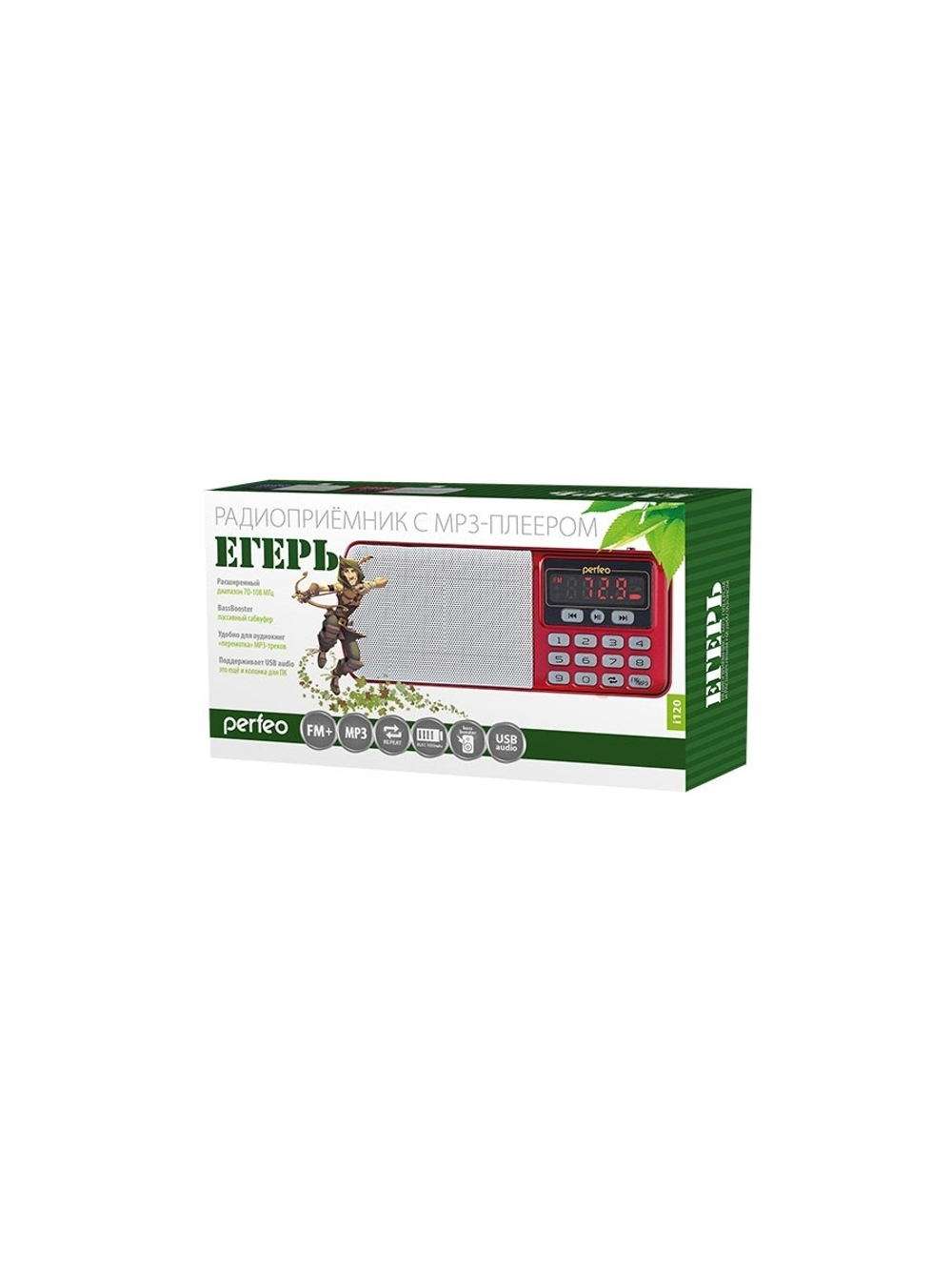 Perfeo радиоприемник цифровой ЕГЕРЬ FM+ 70-108МГц/ MP3/ питание USB или BL5C/ красный (i120-RED) [PF_5026]
