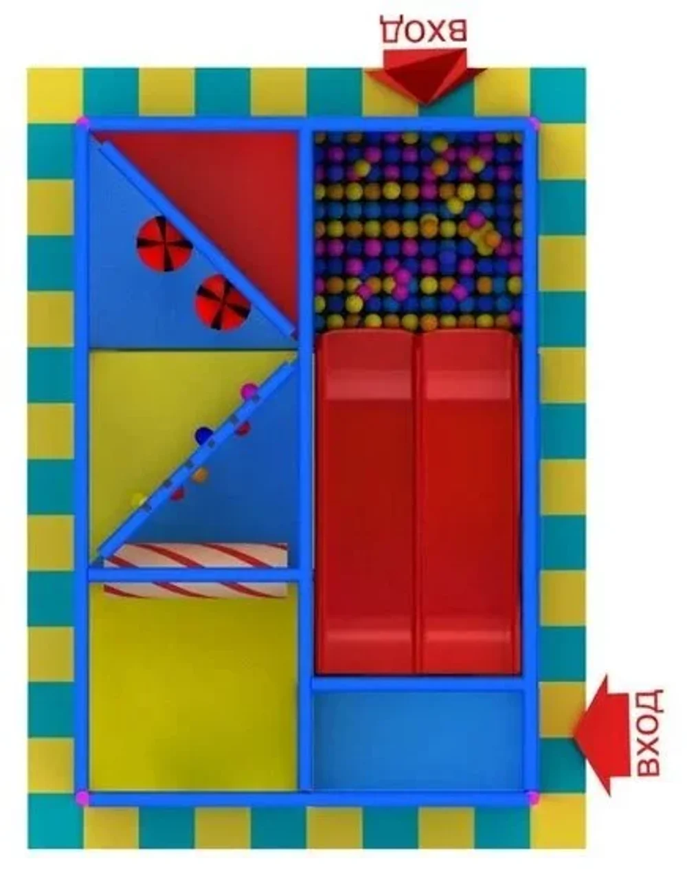 Детский игровой лабиринт «Сорока» 9,25 м² (3,7*2,5*2.5м)
