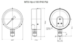Манометр МП3-Уф 0-10 МПа кт.1,5 d.100 IP40 M20*1,5 РШ