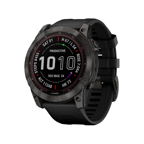 Умные часы Garmin Fenix 7X, 51mm, Sapphire Solar Carbon Gray DLC Titanium with Silicone Black Band (010-02541-11)