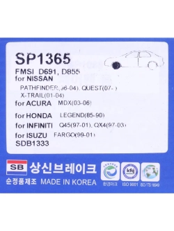 Колодки тормозные NISSAN X-Trail (T30),Pathfinder (R50) передние (4шт.) SANGSIN