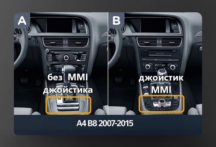 Магнитола для Audi A4 B8 2007-2015 с джойстиком MMI (рамка 10) - FarCar GX877 монитор 13" 2K QLED на Android 13, Быстрая, CarPlay, 4G SIM-слот