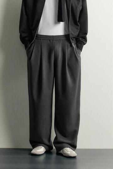 ZARA БРЮКИ COMFORT RELAXED FIT, СЕРЫЙ МЕЛАНЖ