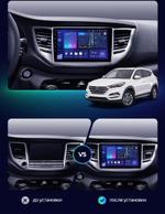 Магнитола для Hyundai Tucson 3 2015-2018 (штатная КЗВ, рамка серебро) - Teyes CC2 PLUS монитор 9" QLED, Android 10, Быстрая, SIM-слот