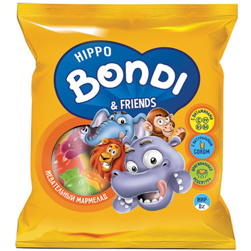 Мармелад жевательный Hippo Bondi с витаминами ассорти 70 гр