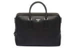 PRADA Leather Portable One Shoulder Crossbody Briefcase Men"s Black