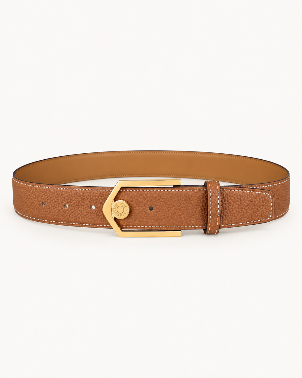 Мужской ремень Hermès 3.5 см — коньячный