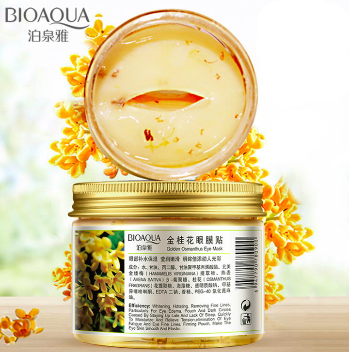 Маска-патчи BioAqua тканевые вокруг глаз с лепестками Золотого Османтуса Golden Osmanthus Eye Mask 80 штук, 140 г