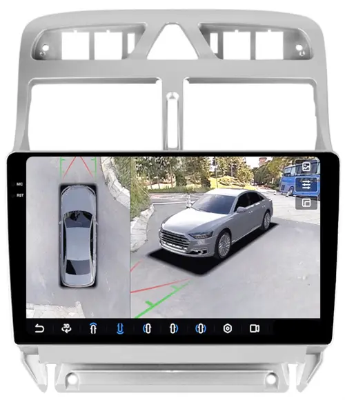 Магнитола для Peugeot 307 2001-2008 - FarCar BX017M-360 монитор 9.5" 2K QLED на Android 13, Быстрая, CarPlay, 4G SIM-слот, 4 камеры в комплекте
