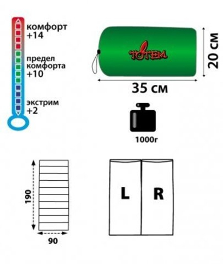 Спальный мешок Totem Woodcock XXL+15°, артикул TTS-002.12