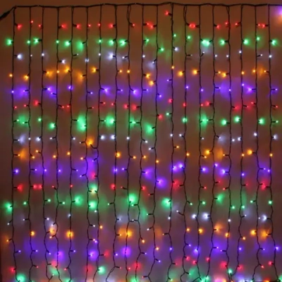 Гирлянда для улицы ЗАНАВЕС «Мерцание» ш2* в6,0 м 960 ламп LED, чёрный провод,1 реж.,IP-65, Мультицвет (возможность соединения)