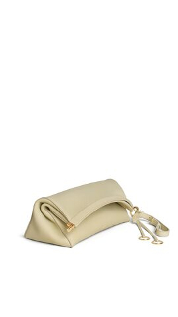 ALAÏA СУМКА-КЛАТЧ LE CLICK CLUTCH 42 ИЗ НУБУКА, БЕЖЕВО-ЗЕЛЕНЫЙ