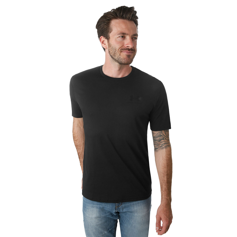 Мужское теннисное поло Under Armour Sportstyle Left Chest T-Shirt Men - Black, Dark Grey