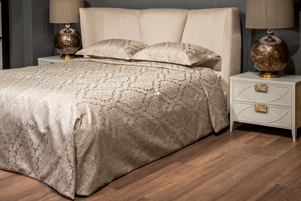 Кровать Garda Decor Сиена (Siena) без мех.велюр бежевый Colt002 199*222*116 см