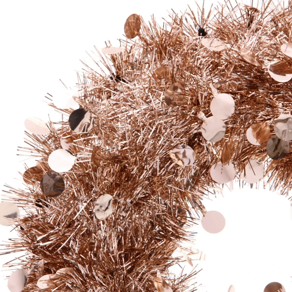 Венок декоративный TINSEL «Изящный блеск» 38 см, Розовое золото