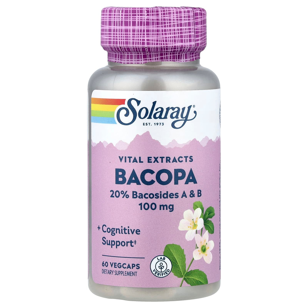 Solaray, Vital Extracts, бакопа, 100 мг, 60 растительных капсул