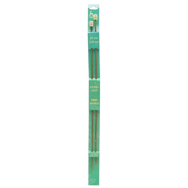 Спицы прямые Pony Bamboo ⌀2.5 мм, 33 см, бамбук, 2 шт, 66803