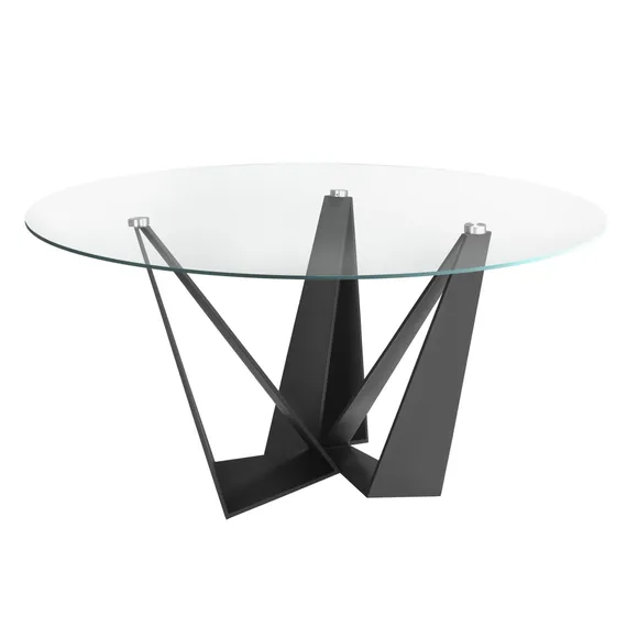 Стеклянный круглый стол c черными ножками CT2061 /1045 Ø150