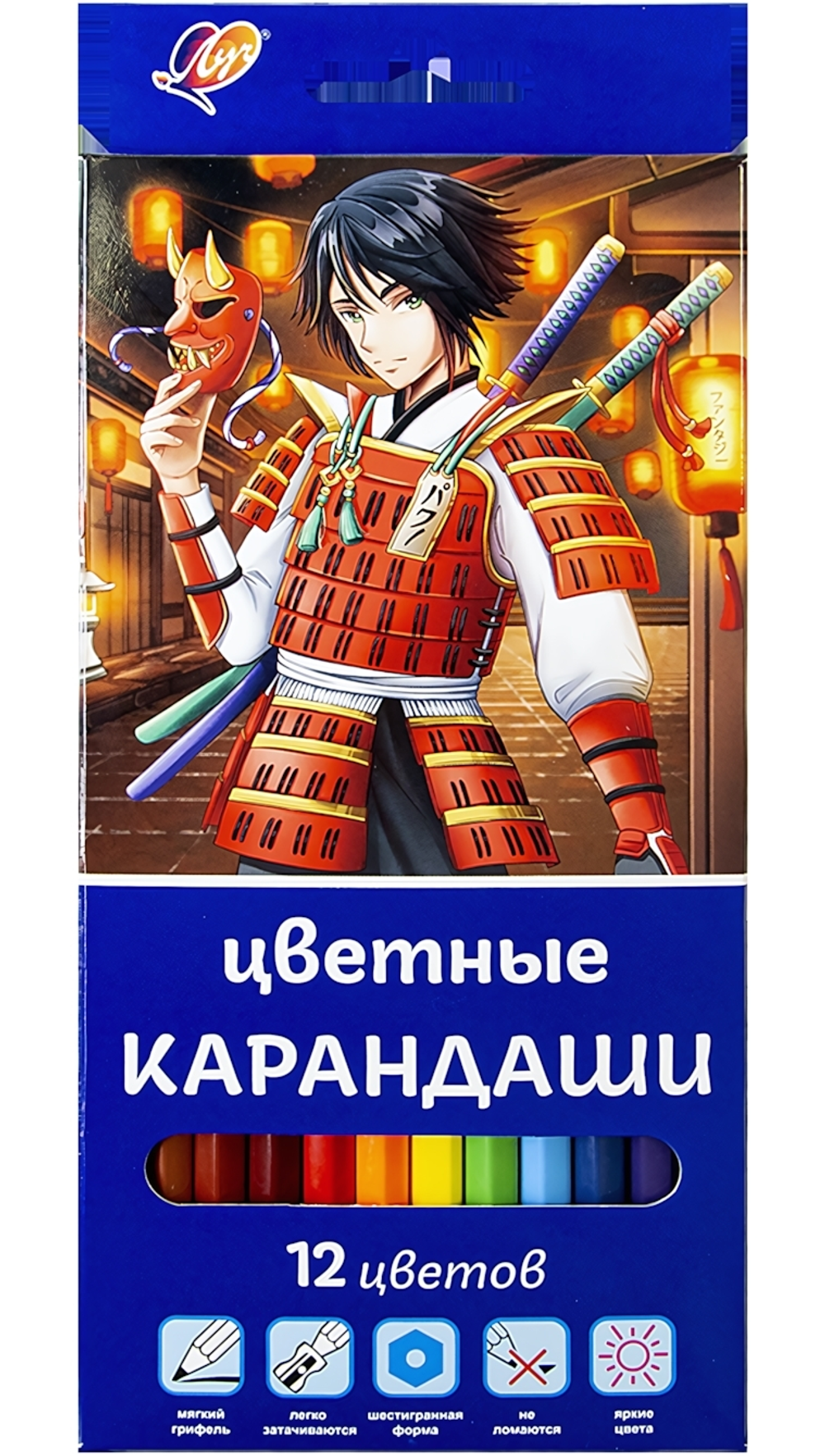 Карандаши цветные шестигранные 12 цв., синяя уп. "Аниме" (Луч)
