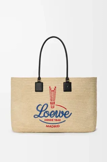 Loewe Большая сумка-тоут Verano из рафии, белый