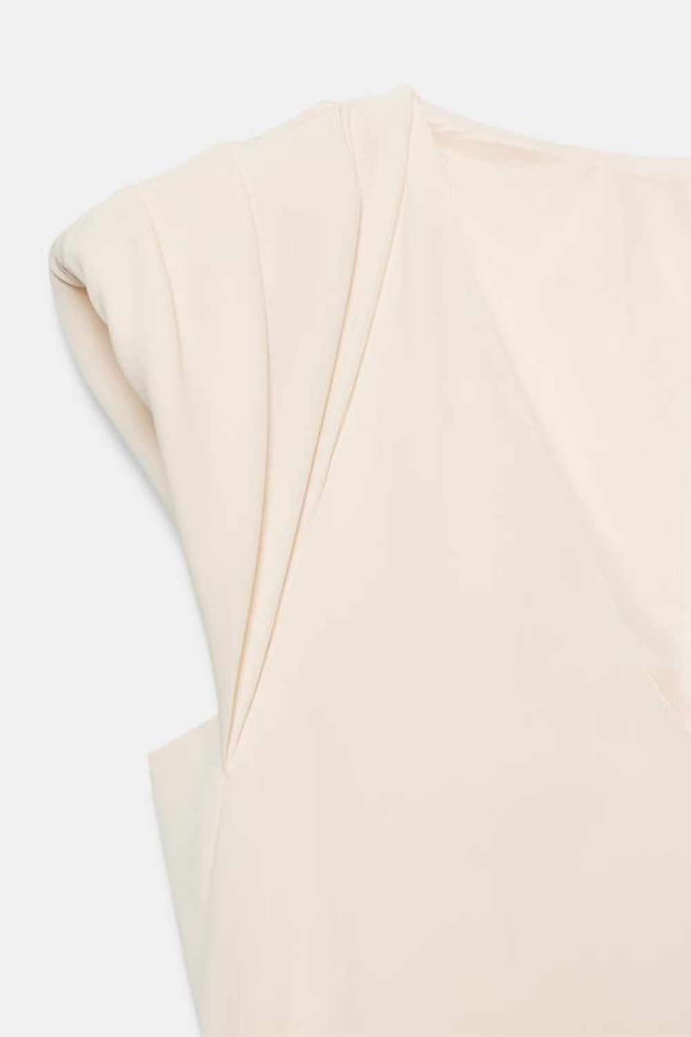 ZARA КОРОТКОЕ АСИММЕТРИЧНОЕ ПЛАТЬЕ С ПОДПЛЕЧНИКАМИ, ЭКРЮ