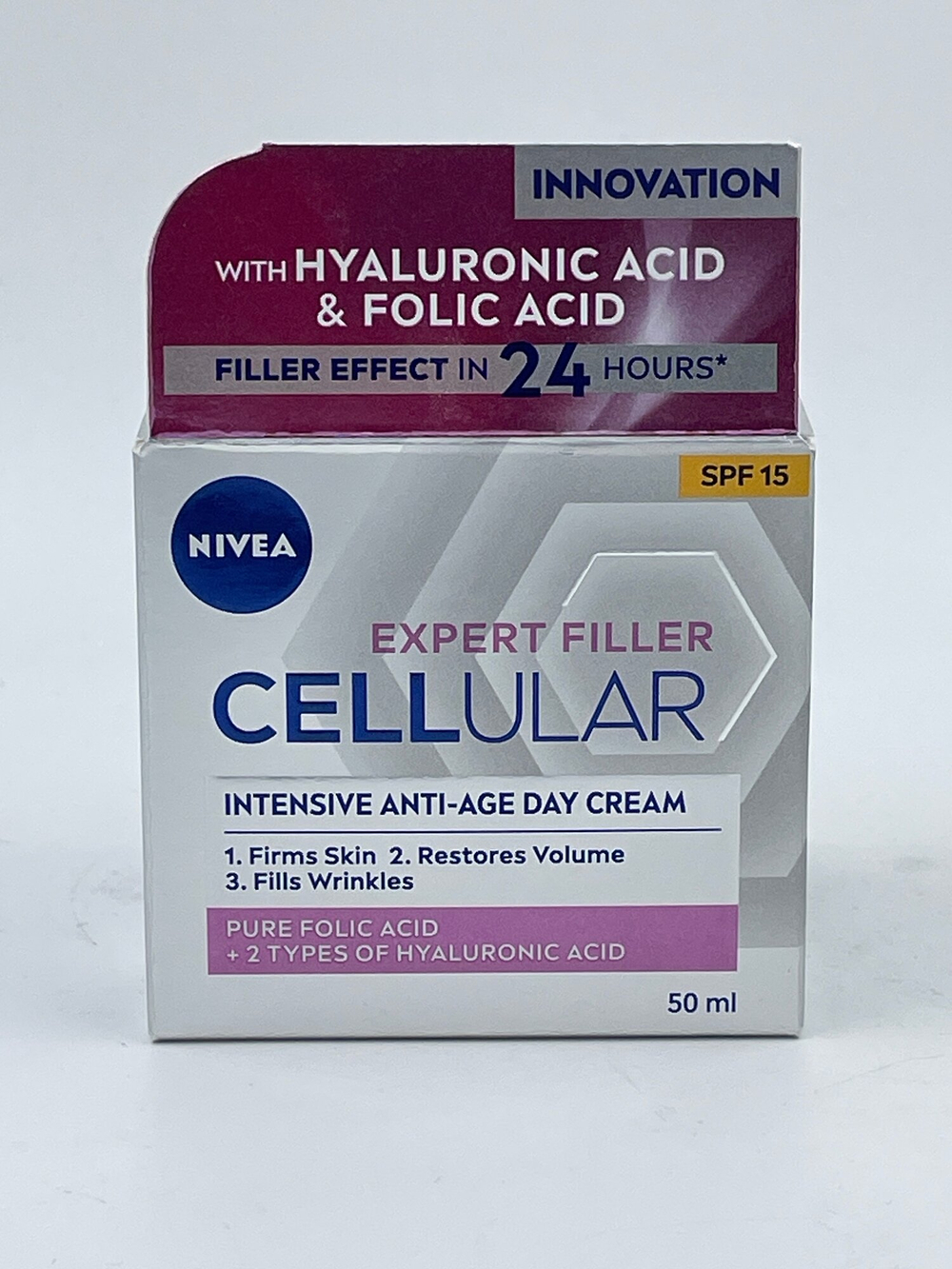Крем для лица дневной NIVEA Cellular Expert  Filler с гиалуроновой и фолиевой кислотой  SPF 15, 50 мл (Германия)