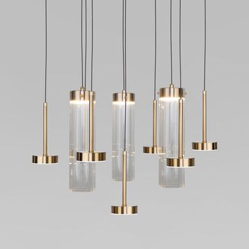 Подвесной светодиодный светильник со стеклянными плафонами LED 50W 4000К 301102 LED латунь Quarzo Eurosvet