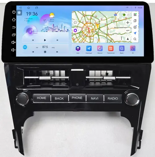 Магнитола для Toyota Camry 50 2011-2014 (рамка LUX) - FarCar S500+TS10 монитор 12.3" 2K QLED на Android 14, Быстрая, CarPlay, 4G SIM-слот