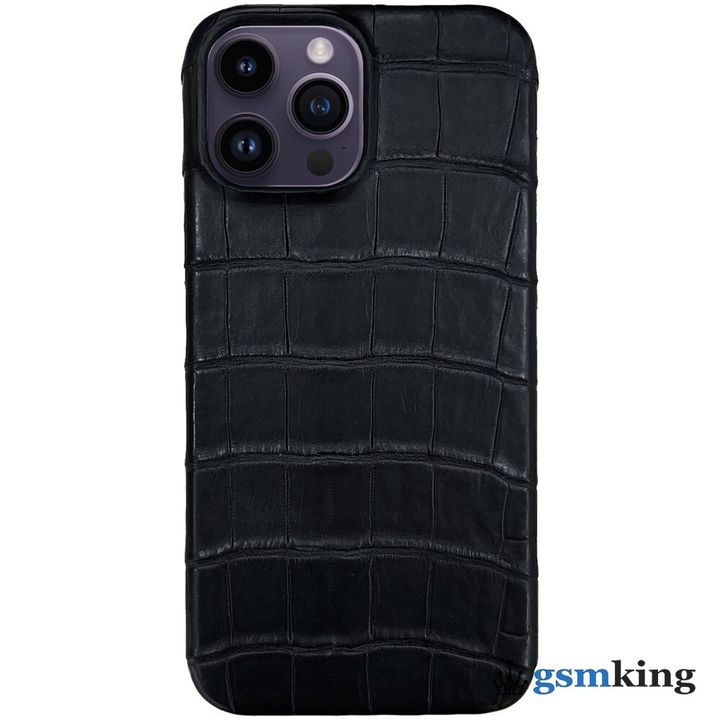 Leather Case for iPhone 14 Pro Black (Чёрный крокодил)