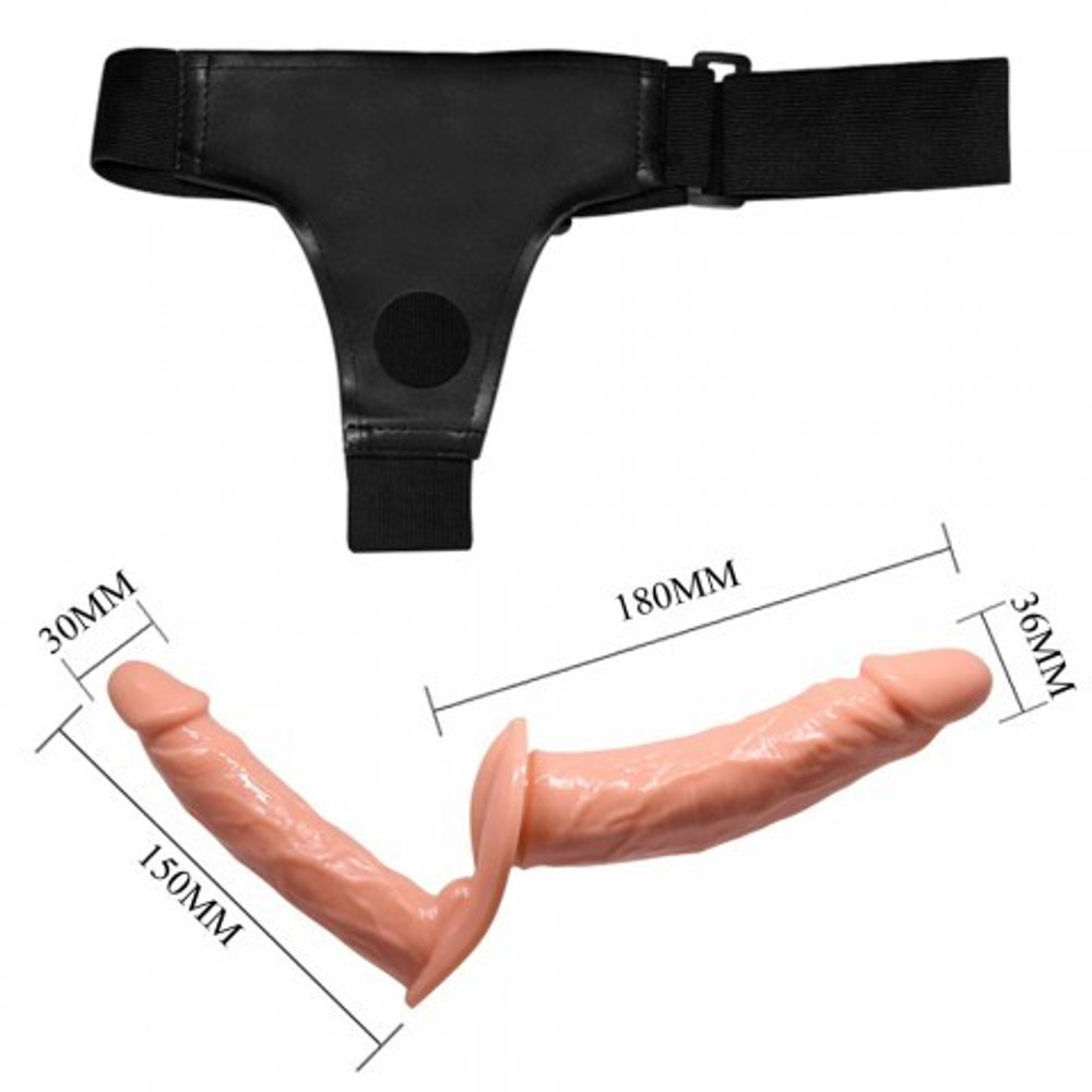 Двусторонний страпон с поясом для фиксации Ultra Passionate harness