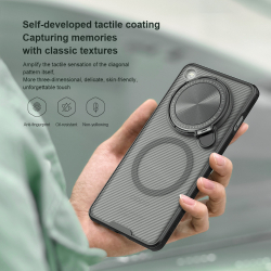 Чехол прозрачный тонированный (Transparent Black) от Nillkin с металлической крышкой и MagSafe на OPPO Find X8 Pro, серия CamShield Prop Magnetic Case