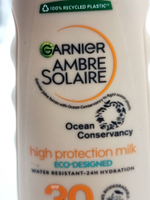 Garnier Солнцезащитное молочко Ambre Solaire Eco-Designed SPF30, водостойкое, 200 мл (из Финляндии)