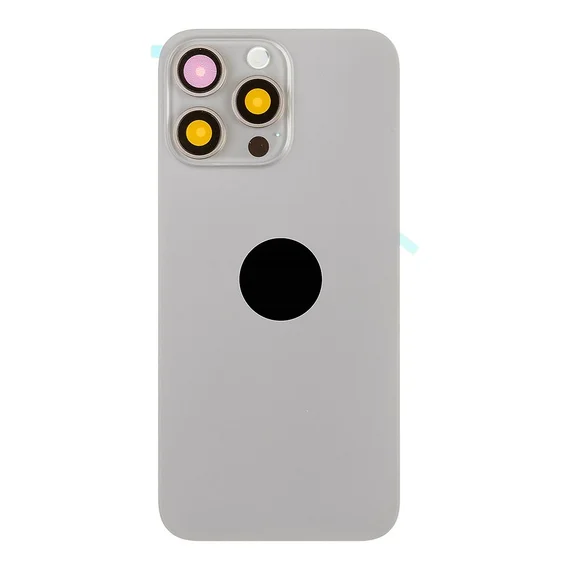 Задняя крышка для iPhone 15 Pro Max (серый) в сборе со стеклом камеры с кольцом MagSafe