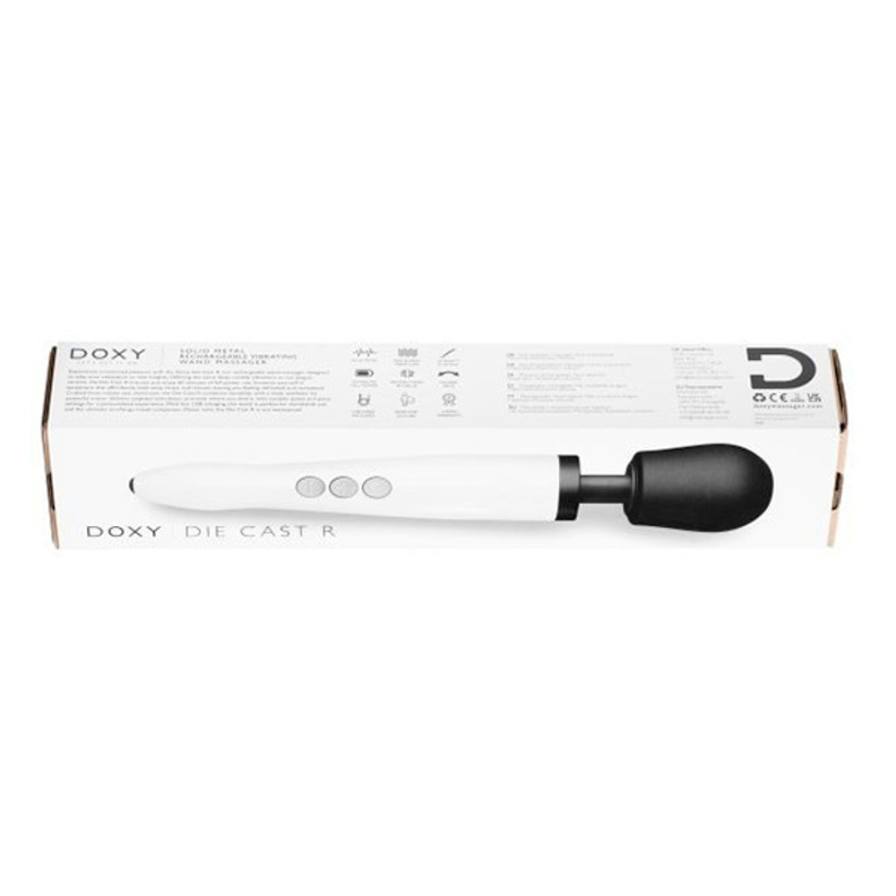 Белый беспроводной мощный вибратор-вонд 37см Doxy Die Cast R Rechargeable Extra Powerful Massage Wand Vibrator Stardust White