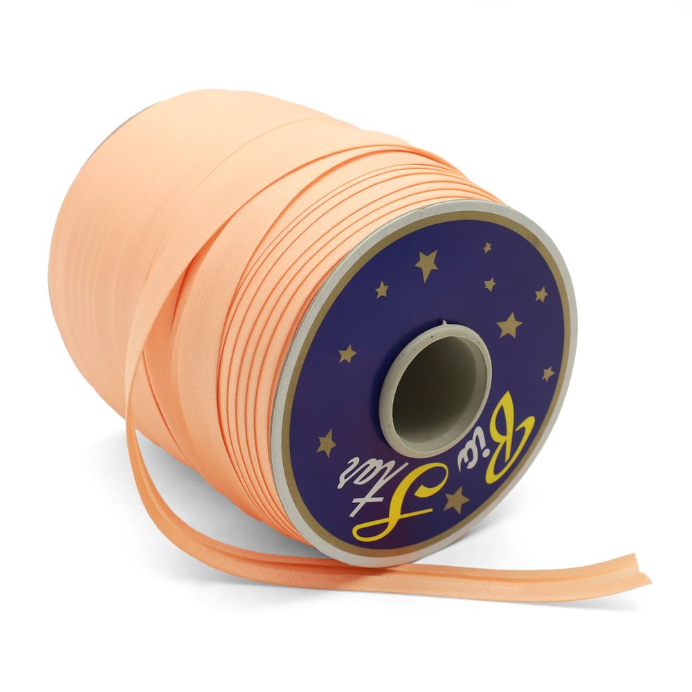 Косая бейка атласная 15 мм / 132±1 метра, 6048 персиковый
