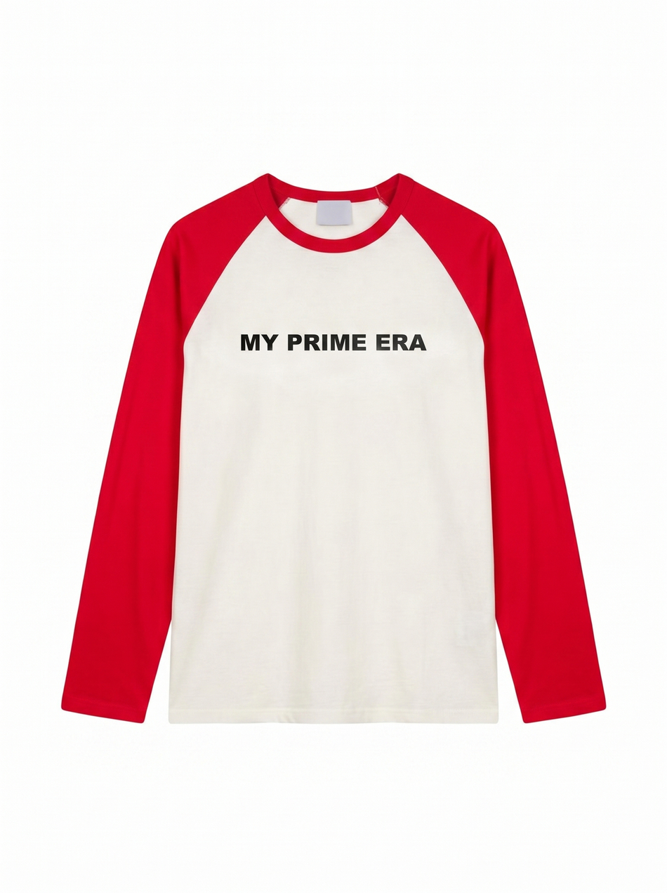 Лонгслив с контрастными рукавами "My prime era"