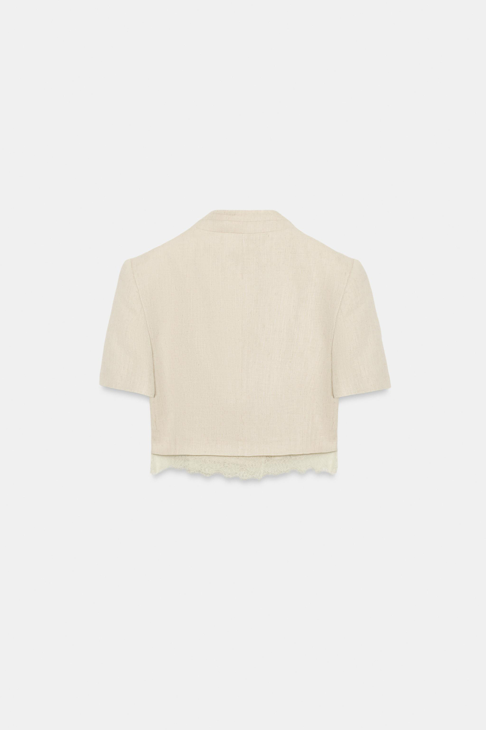 КОРОТКИЙ БЛЕЙЗЕР С КРУЖЕВНОЙ ОТДЕЛКОЙ — ZARA