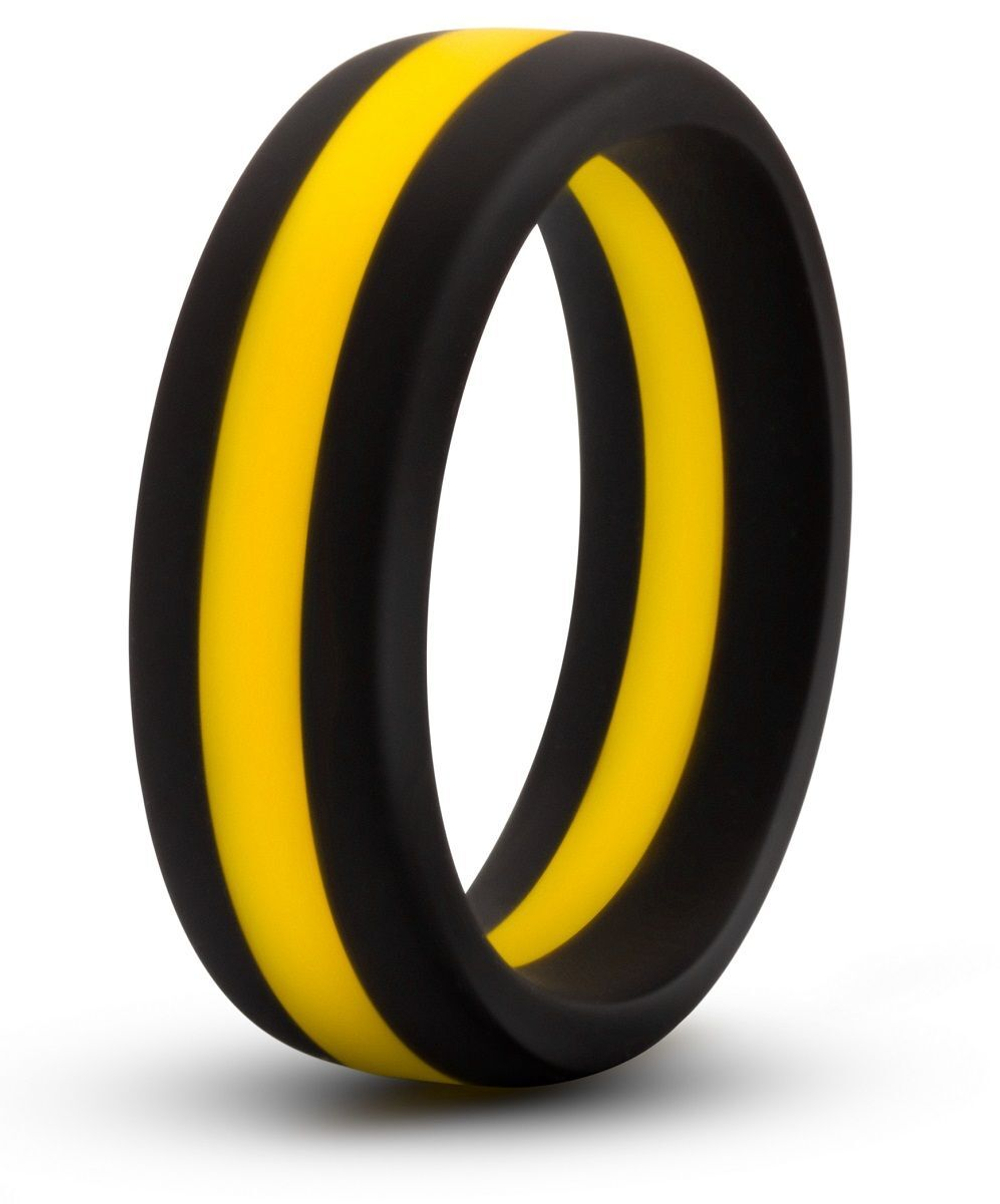 Черно-желтое силиконовое эрекционное кольцо Silicone Go Pro Cock Ring (Цвет: черный с желтым)