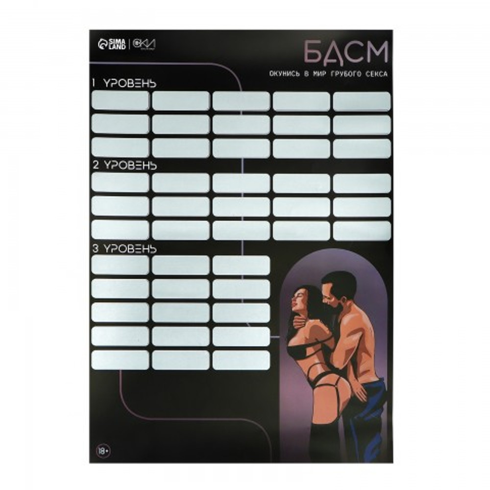 Плакат для двоих со скретч-слоем «БДСМ», А3, 18+