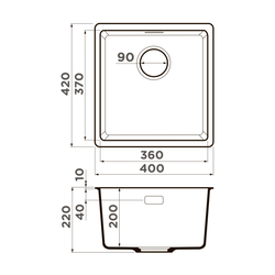 Мойка кухонная Omoikiri Kata 40-U-BL Artgranit, черный