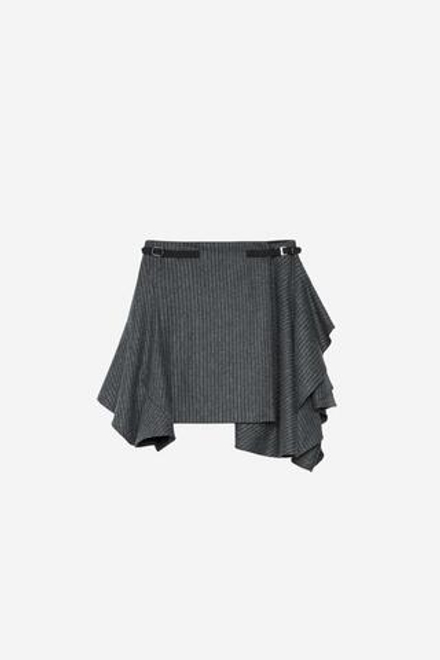 ZARA ЮБКА В ПОЛОСКУ С ШЕРСТЬЮ — THE ITEM, СЕРЫЙ