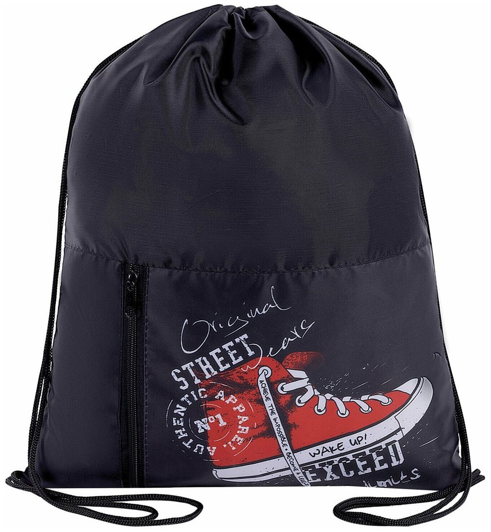Мешок для обуви ЮНЛАНДИЯ, карман на молнии, 33х42 см, "Original wears", 271056